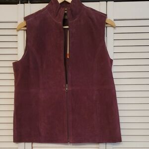 Ruff Hewn Plum Purple Leather Suede Vest Festival, Size Medium